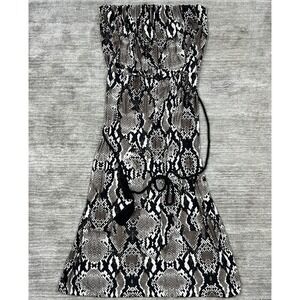 Blooming Rose Maxi Dress Womens 2X Grey Snakeskin Strapless Tassel Tube Dress